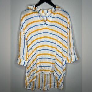 NWT Umgee Striped Rayon Beach Cover Up Tunic Oversized S Vacation Top